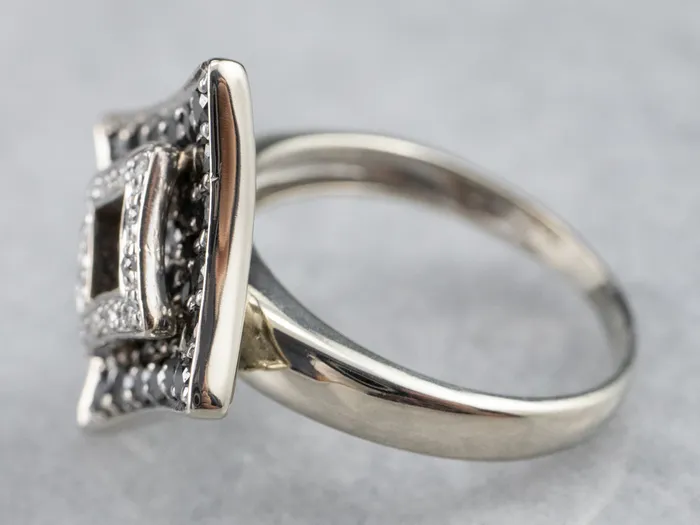 Rings Market Square Jewelers Modernist Black and White Diamond Dinner Ring Rings Market Square Jewelers Modernist Black and White Diamond Dinner Ring