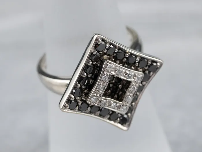 Rings Market Square Jewelers Modernist Black and White Diamond Dinner Ring Rings Market Square Jewelers Modernist Black and White Diamond Dinner Ring