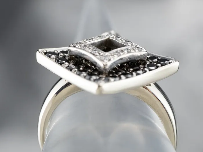 Rings Market Square Jewelers Modernist Black and White Diamond Dinner Ring Rings Market Square Jewelers Modernist Black and White Diamond Dinner Ring