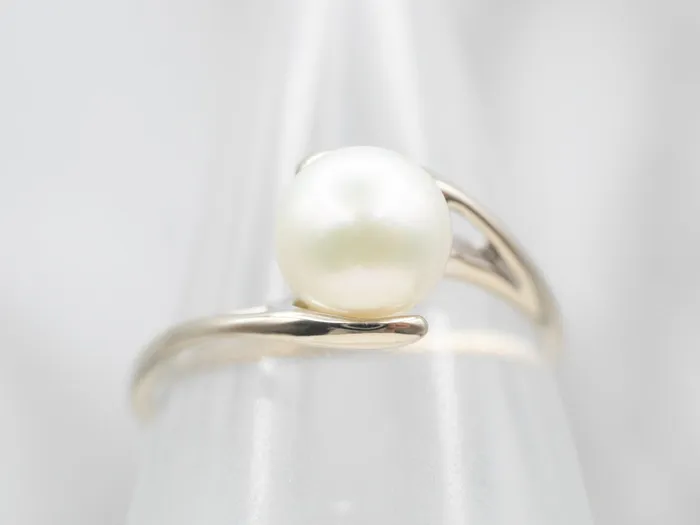 Rings Market Square Jewelers Modernist White Gold Pearl Bypass Ring Rings Market Square Jewelers Modernist White Gold Pearl Bypass Ring