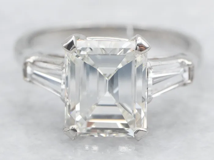 Rings Market Square Jewelers Platinum GIA Certified Diamond EmeraldCut Engagement Ring