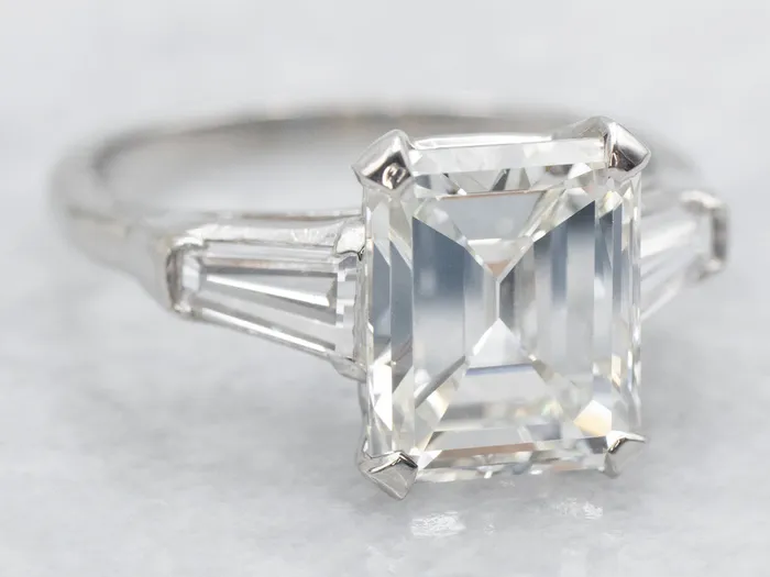 Rings Market Square Jewelers Platinum GIA Certified Diamond EmeraldCut Engagement Ring