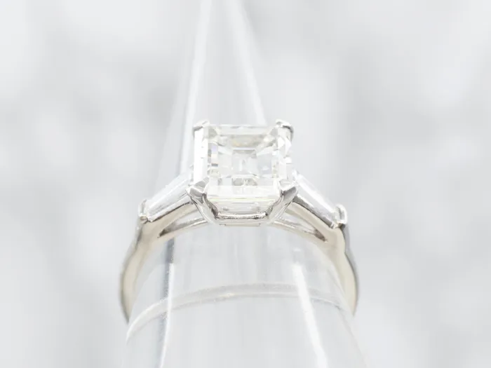 Rings Market Square Jewelers Platinum GIA Certified Diamond EmeraldCut Engagement Ring