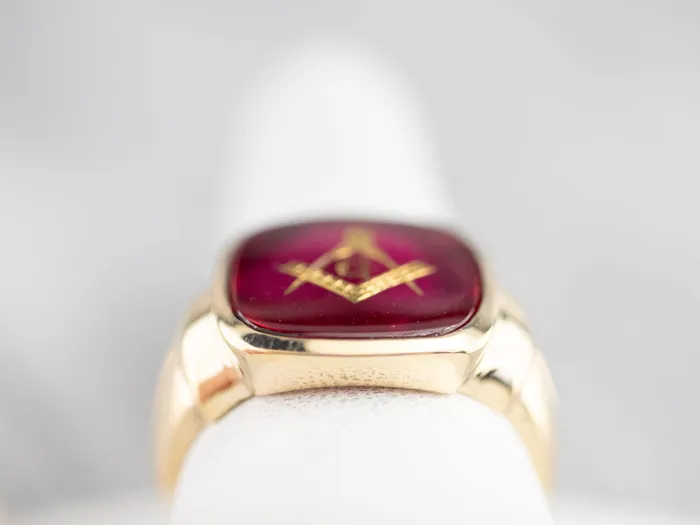 Rings Market Square Jewelers Retro Mens Ruby Red Glass Masonic Ring Rings Market Square Jewelers Retro Mens Ruby Red Glass Masonic Ring