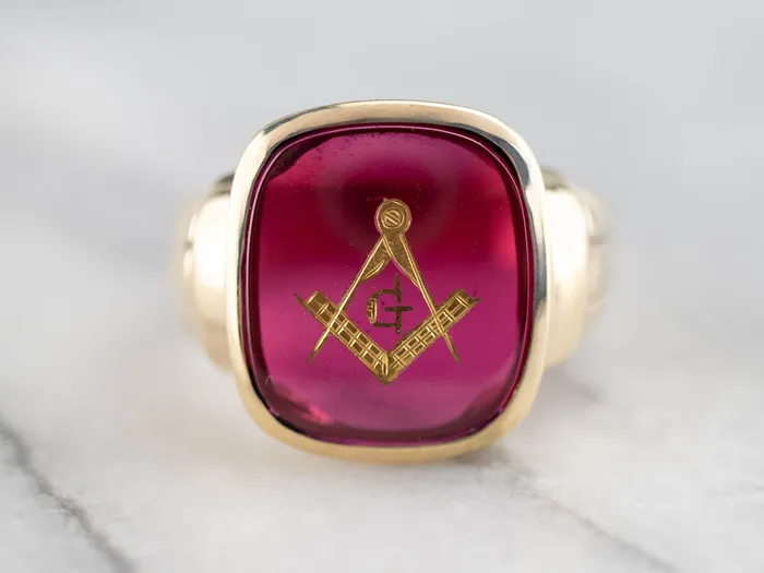 Rings Market Square Jewelers Retro Mens Ruby Red Glass Masonic Ring Rings Market Square Jewelers Retro Mens Ruby Red Glass Masonic Ring