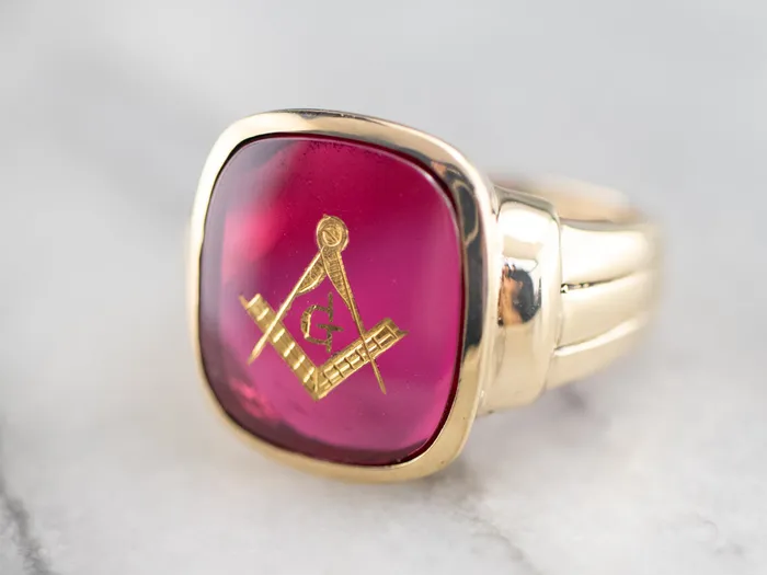 Rings Market Square Jewelers Retro Mens Ruby Red Glass Masonic Ring Rings Market Square Jewelers Retro Mens Ruby Red Glass Masonic Ring