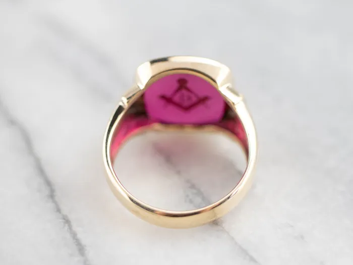 Rings Market Square Jewelers Retro Mens Ruby Red Glass Masonic Ring Rings Market Square Jewelers Retro Mens Ruby Red Glass Masonic Ring