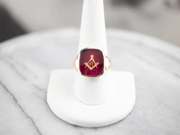 Rings Market Square Jewelers Retro Mens Ruby Red Glass Masonic Ring Rings Market Square Jewelers Retro Mens Ruby Red Glass Masonic Ring