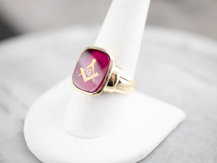 Rings Market Square Jewelers Retro Mens Ruby Red Glass Masonic Ring Rings Market Square Jewelers Retro Mens Ruby Red Glass Masonic Ring
