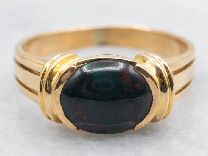 Rings Market Square Jewelers Rich Bloodstone 18Karat Gold Solitaire Ring Rings Market Square Jewelers Rich Bloodstone 18Karat Gold Solitaire Ring