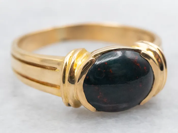 Rings Market Square Jewelers Rich Bloodstone 18Karat Gold Solitaire Ring