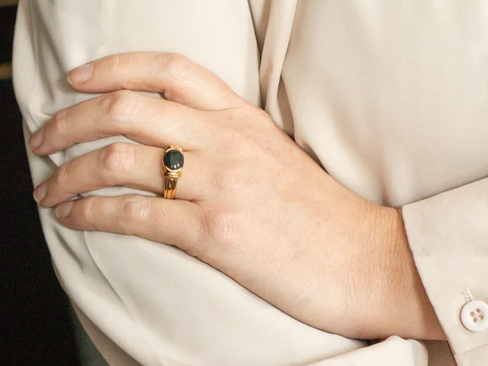 Rings Market Square Jewelers Rich Bloodstone 18Karat Gold Solitaire Ring