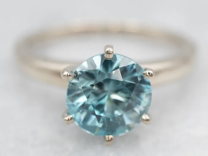 Rings Market Square Jewelers Stylish White Gold Blue Zircon Solitaire Ring Rings Market Square Jewelers Stylish White Gold Blue Zircon Solitaire Ring