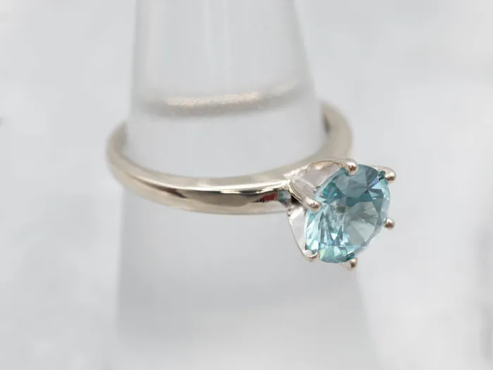 Rings Market Square Jewelers Stylish White Gold Blue Zircon Solitaire Ring Rings Market Square Jewelers Stylish White Gold Blue Zircon Solitaire Ring