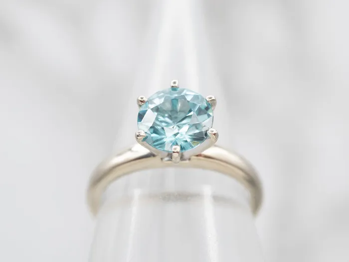 Rings Market Square Jewelers Stylish White Gold Blue Zircon Solitaire Ring Rings Market Square Jewelers Stylish White Gold Blue Zircon Solitaire Ring