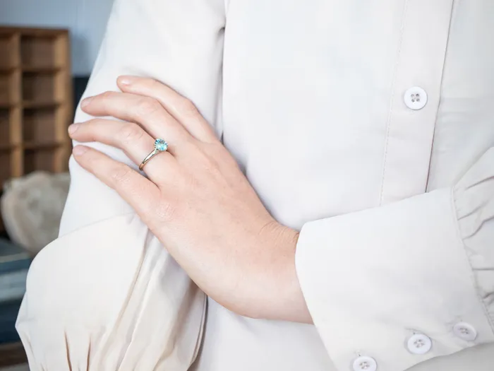 Rings Market Square Jewelers Stylish White Gold Blue Zircon Solitaire Ring Rings Market Square Jewelers Stylish White Gold Blue Zircon Solitaire Ring