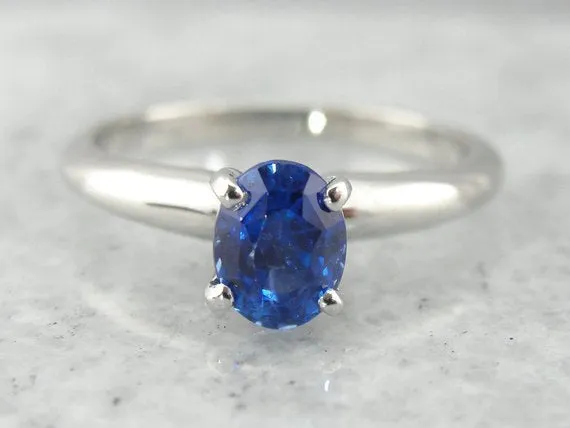 Rings Market Square Jewelers Tapered Platinum Sapphire Solitaire Ring