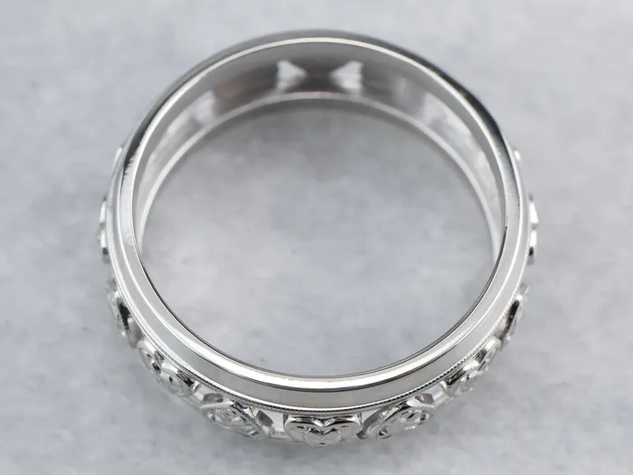 Rings Market Square Jewelers White Gold Heart Pattern Band Rings Market Square Jewelers White Gold Heart Pattern Band
