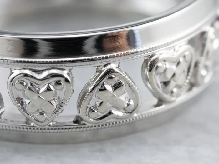 Rings Market Square Jewelers White Gold Heart Pattern Band Rings Market Square Jewelers White Gold Heart Pattern Band