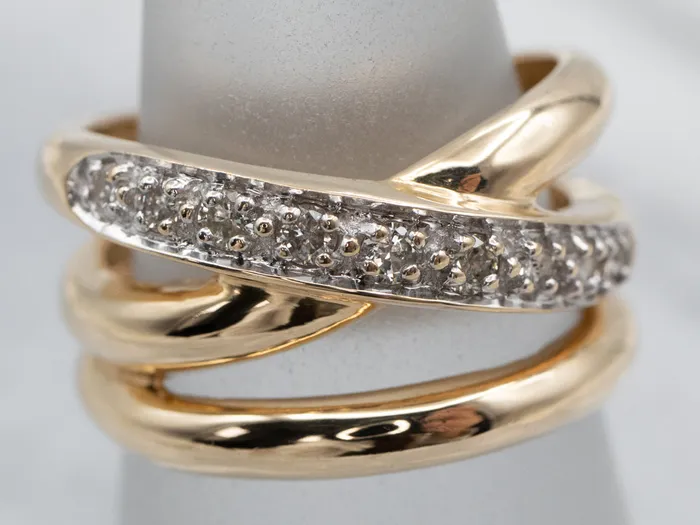 Rings Market Square Jewelers Woven Polished Gold Diamond Band Rings Market Square Jewelers Woven Polished Gold Diamond Band