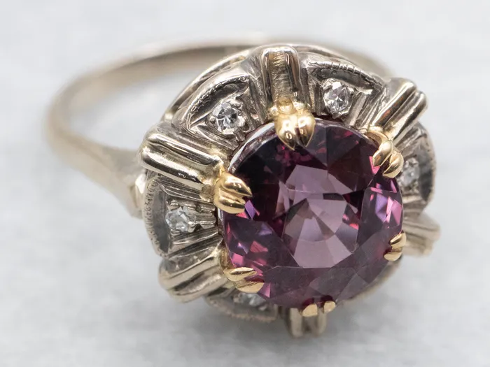 Rings MidCentury Two Tone Malaya Garnet and Diamond Ring Market Square Jewelers Rings MidCentury Two Tone Malaya Garnet and Diamond Ring Market Square Jewelers
