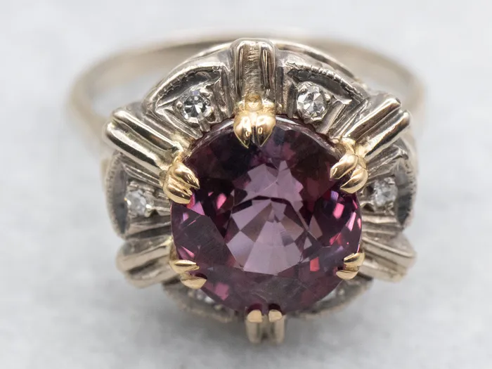 Rings MidCentury Two Tone Malaya Garnet and Diamond Ring Market Square Jewelers