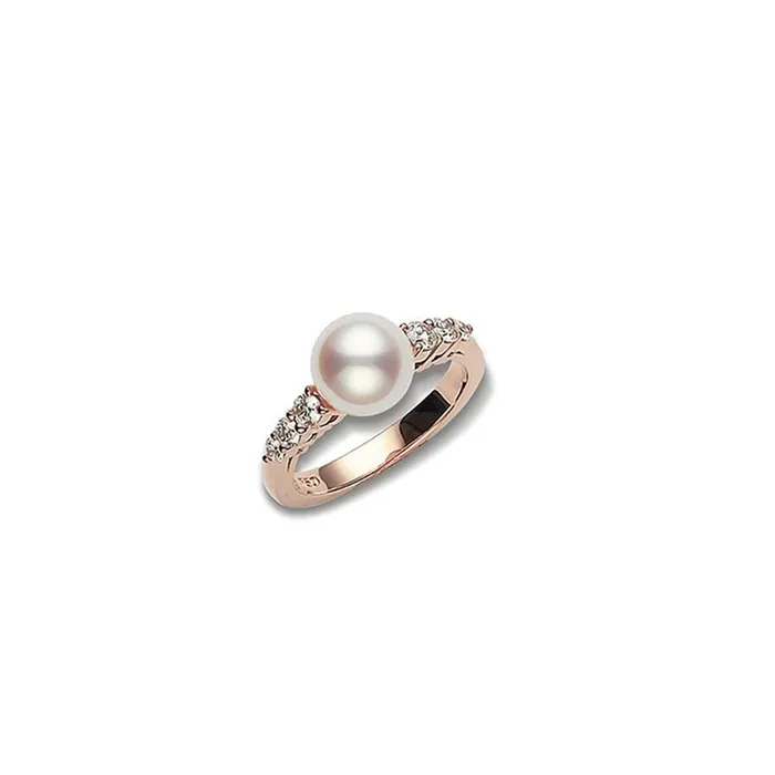 Rings Mikimoto Mikimoto Morning Dew Akoya Cultured Pearl Ring 18K Pink Gold Rings Mikimoto Mikimoto Morning Dew Akoya Cultured Pearl Ring 18K Pink Gold