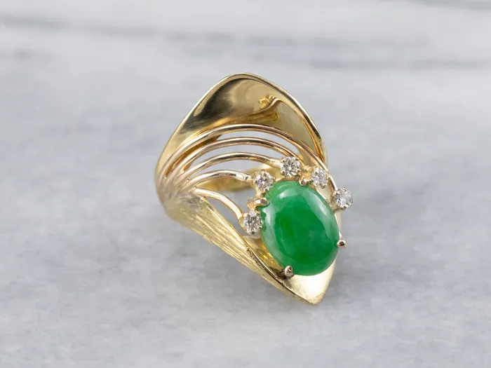 Rings Modernist Jade and Diamond 18K Gold Ring Market Square Jewelers