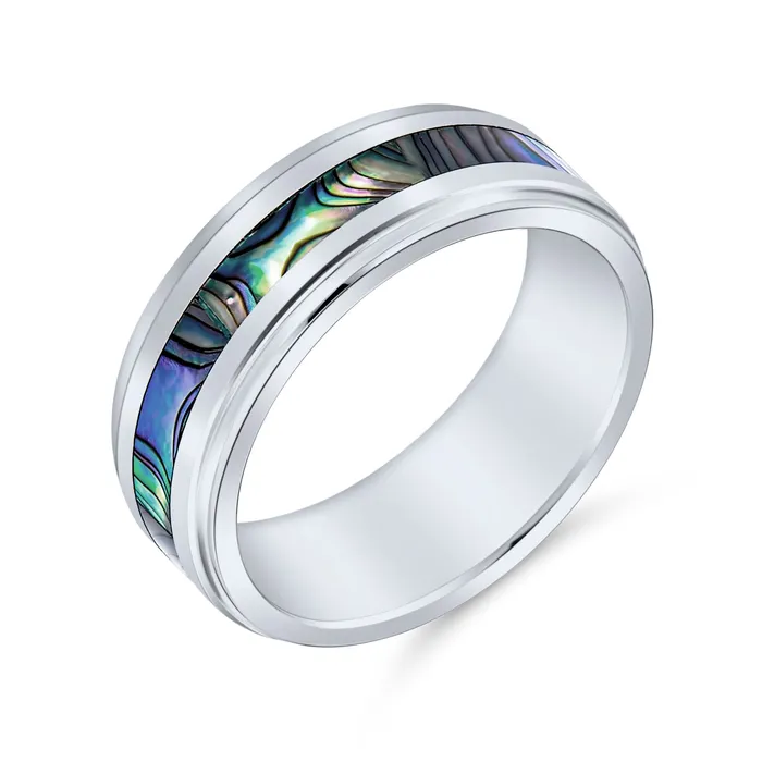 Rings Rainbow Abalone Inlay Tungsten Wedding Band Ring for Men Comfort Fit BlingJewelry Wholesale Rings Rainbow Abalone Inlay Tungsten Wedding Band Ring for Men Comfort Fit BlingJewelry Wholesale