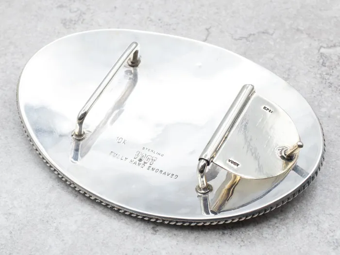 Rings Sterling Silver and Rose Gold KATHY Belt Buckle with Ruby Accents Market Square Jewelers Rings Sterling Silver and Rose Gold KATHY Belt Buckle with Ruby Accents Market Square Jewelers