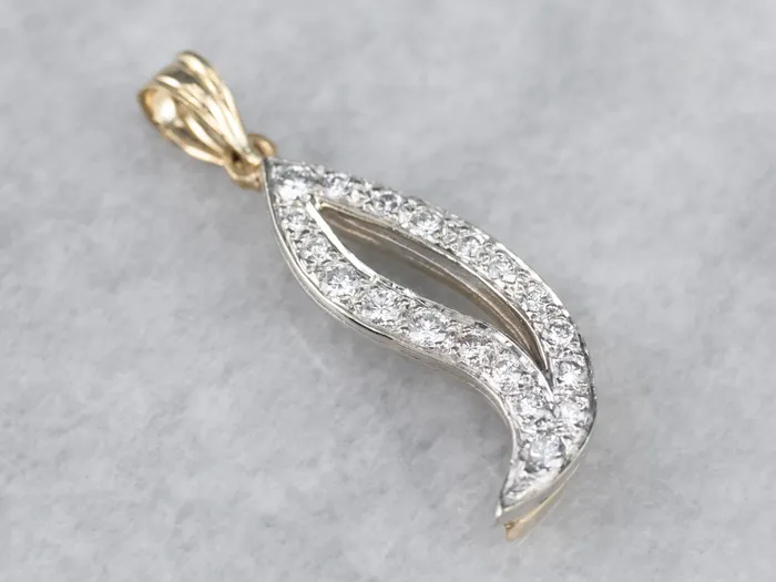 Rings Two Tone Gold Modernist Diamond Pendant Market Square Jewelers