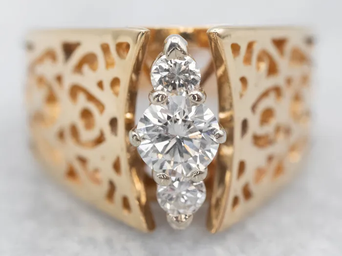Rings Two Tone Peaked Openwork Diamond Ring Market Square Jewelers Rings Two Tone Peaked Openwork Diamond Ring Market Square Jewelers