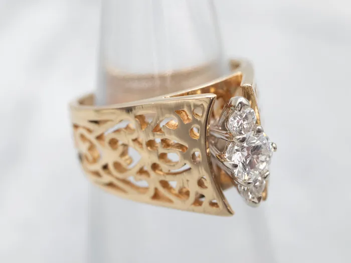 Rings Two Tone Peaked Openwork Diamond Ring Market Square Jewelers Rings Two Tone Peaked Openwork Diamond Ring Market Square Jewelers