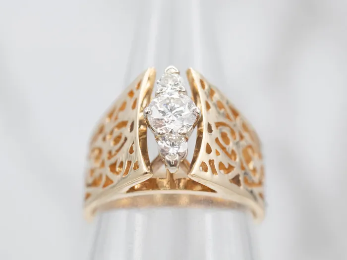Rings Two Tone Peaked Openwork Diamond Ring Market Square Jewelers Rings Two Tone Peaked Openwork Diamond Ring Market Square Jewelers
