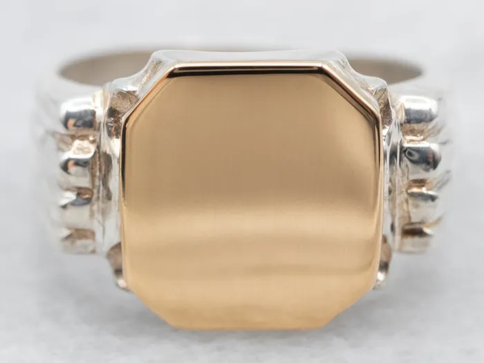 Rings Unisex Mixed Metal Signet Ring Market Square Jewelers