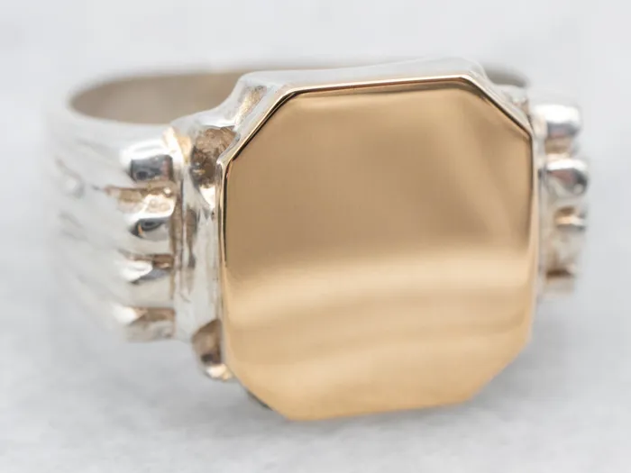 Rings Unisex Mixed Metal Signet Ring Market Square Jewelers Rings Unisex Mixed Metal Signet Ring Market Square Jewelers