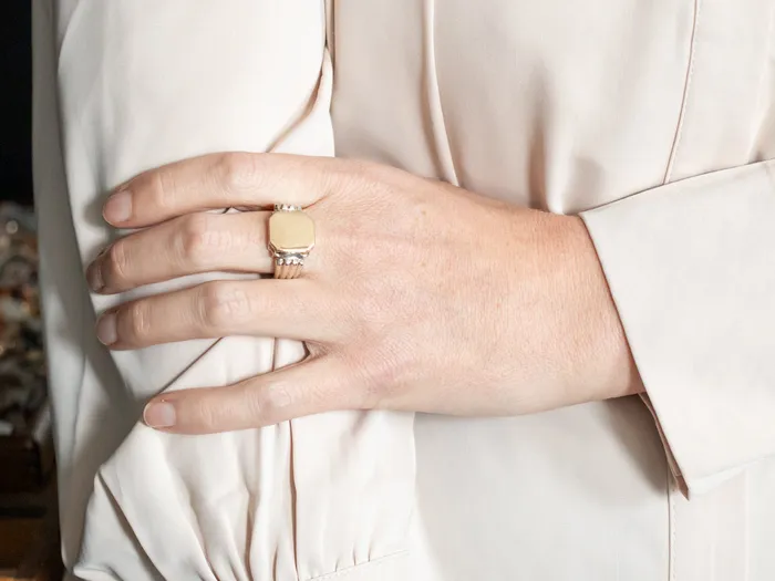 Rings Unisex Mixed Metal Signet Ring Market Square Jewelers Rings Unisex Mixed Metal Signet Ring Market Square Jewelers