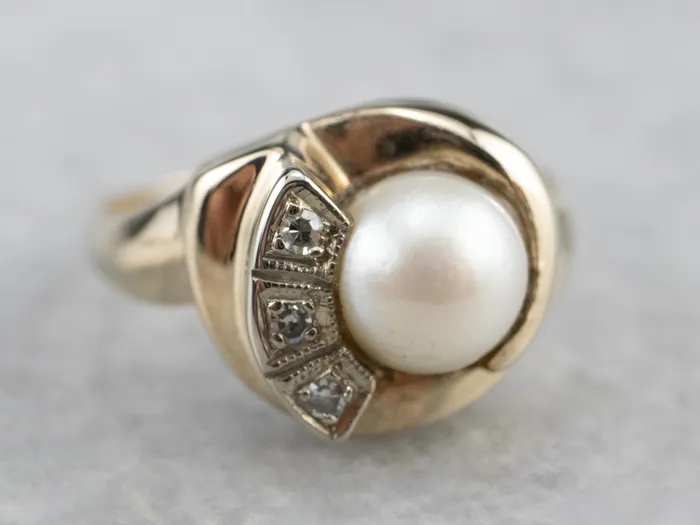 Rings Vintage Pearl and Diamond Ring Market Square Jewelers