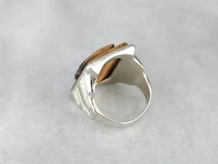 Rings Vintage Tigers Eye Cameo White Gold Mens Ring Market Square Jewelers Rings Vintage Tigers Eye Cameo White Gold Mens Ring Market Square Jewelers