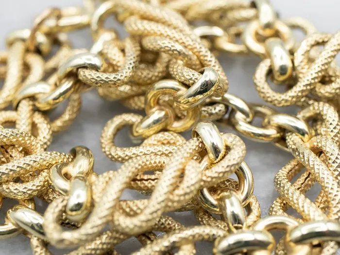 Rings Yellow Gold Textured Knot Link with Spring Ring Clasp Market Square Jewelers Rings Yellow Gold Textured Knot Link with Spring Ring Clasp Market Square Jewelers