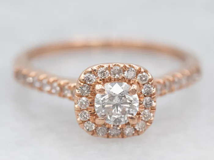 Rose Gold Diamond Halo Engagement Ring Market Square Jewelers Rings Rose Gold Diamond Halo Engagement Ring Market Square Jewelers Rings