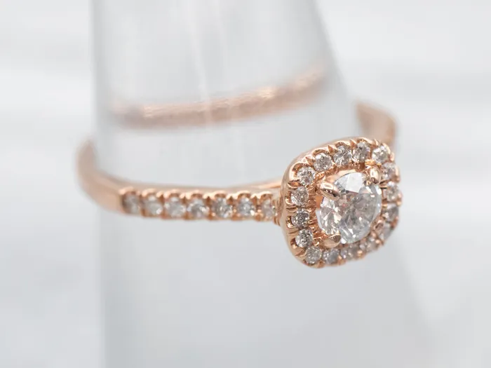 Rose Gold Diamond Halo Engagement Ring Market Square Jewelers Rings Rose Gold Diamond Halo Engagement Ring Market Square Jewelers Rings