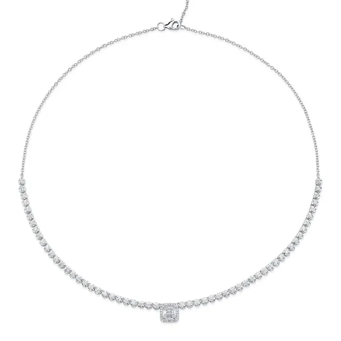 Shy Creation Diamond Baguette Necklace 123 CT Shy Creation Necklaces