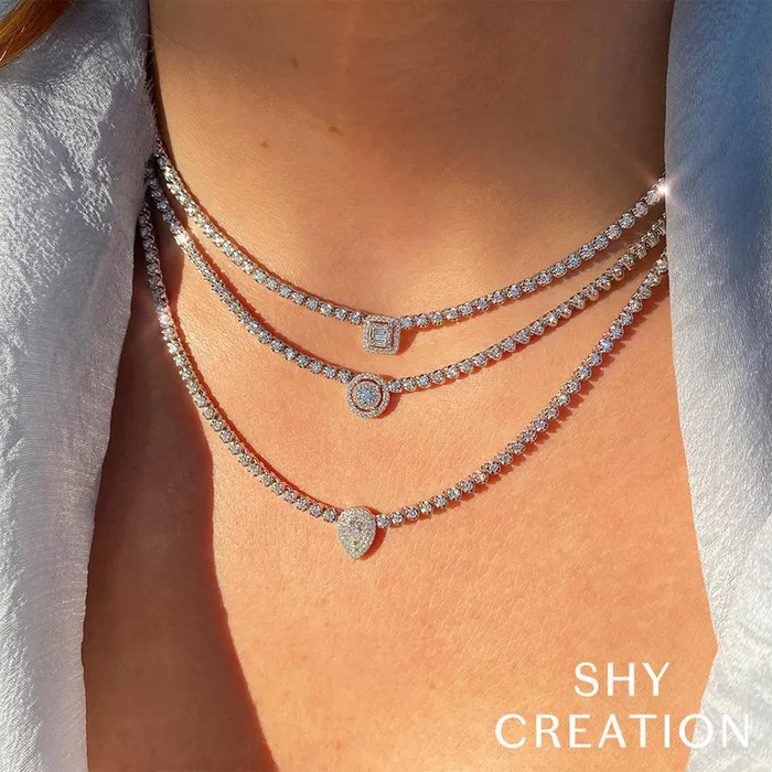 Shy Creation Diamond Baguette Necklace 123 CT Shy Creation Necklaces Shy Creation Diamond Baguette Necklace 123 CT Shy Creation Necklaces