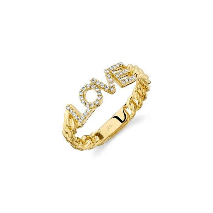 Shy Creation Diamond LOVE Link Ring 012 CT Shy Creation Rings
