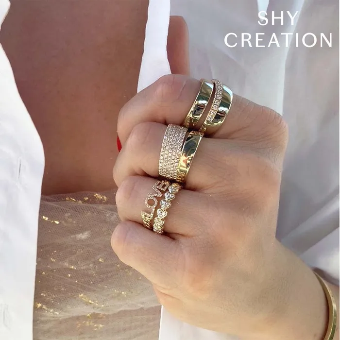 Shy Creation Diamond LOVE Link Ring 012 CT Shy Creation Rings Shy Creation Diamond LOVE Link Ring 012 CT Shy Creation Rings