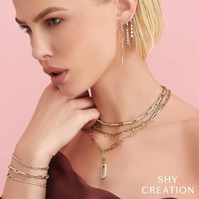 Shy Creation Diamond Paper Clip Necklace 568 CT Shy Creation Necklaces Shy Creation Diamond Paper Clip Necklace 568 CT Shy Creation Necklaces