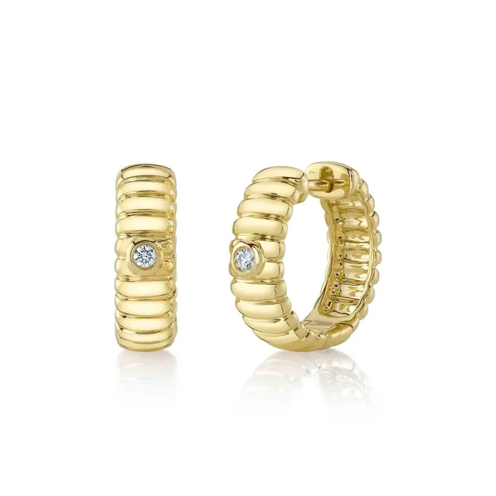 Shy Creation Earrings Shy Creation Diamond Bezel Hoop Earrings 005 CT