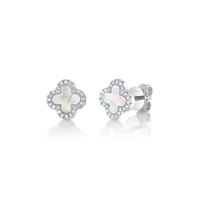 Shy Creation Earrings Shy Creation Kate Diamond and Mother of Pearl Clover Earrings 011CT Shy Creation Earrings Shy Creation Kate Diamond and Mother of Pearl Clover Earrings 011CT