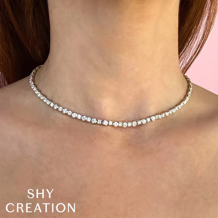 Shy Creation Necklaces Shy Creation Diamond Bezel Tennis Necklace 754 CT